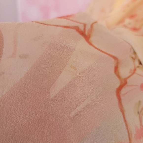 Parker Abby Cold-Shoulder Tiered Silk Georgette Gown Cherry Blossom Size XS - Picture 10 of 12